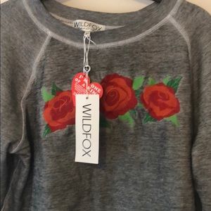 WILDFOX Couture Rose Embroidery Pullover